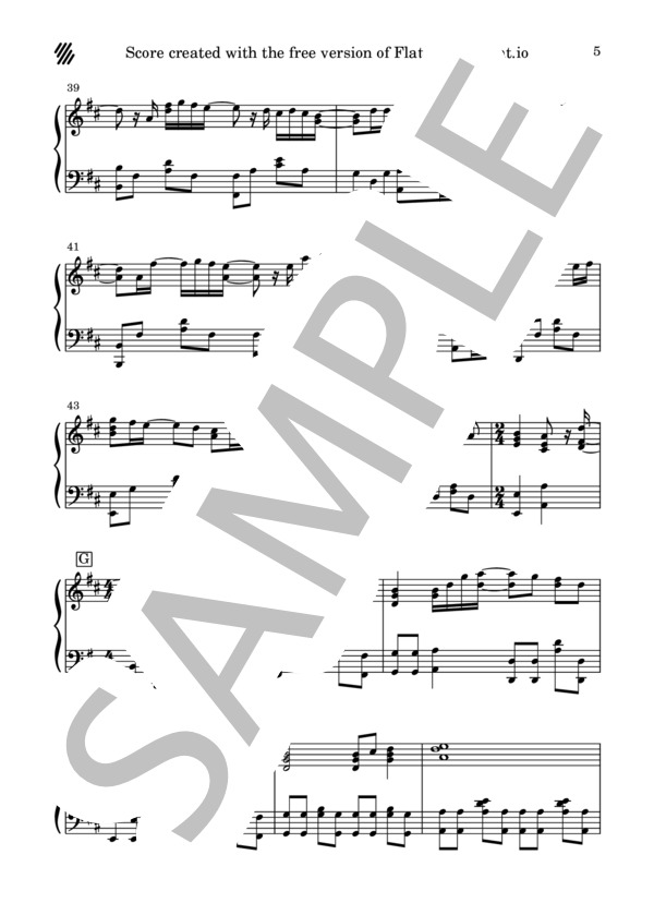 【ピアノソロ】まちがいさがし  /  菅田将暉（上級） (菅田 将暉) / 上級 - サンプル譜面 5/5