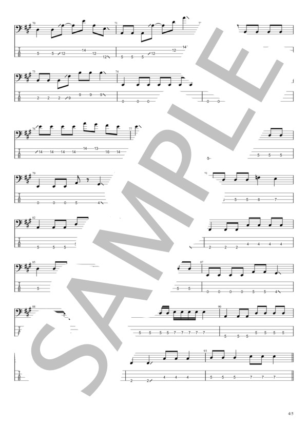 口笛を吹くように (ハンブレッダーズ) / エレキベース 初〜中級 - サンプル譜面 4/5