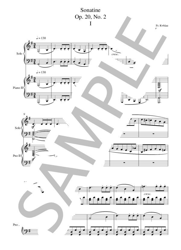 2台のピアノによるクーラウ  ソナチネ Op. 20 No. 2 第1楽章 (フリードリヒ・クーラウ) / ピアノ2台4手 中〜上級 - サンプル譜面 2/5