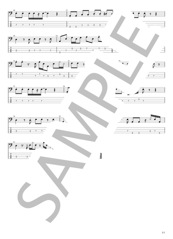 暗くなるまで (鄧 麗君（TERESA TENG）) / エレキベース 初〜中級 - サンプル譜面 3/3