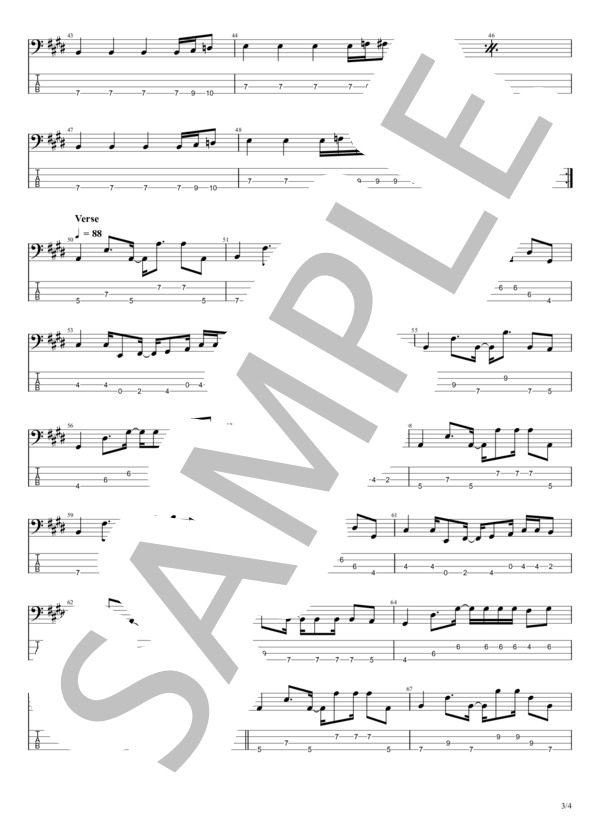 空洞です (ゆらゆら帝国) / エレキベース 初〜中級 - サンプル譜面 3/4