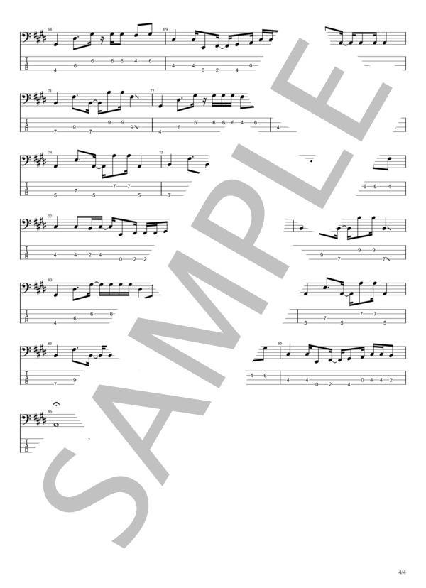 空洞です (ゆらゆら帝国) / エレキベース 初〜中級 - サンプル譜面 4/4