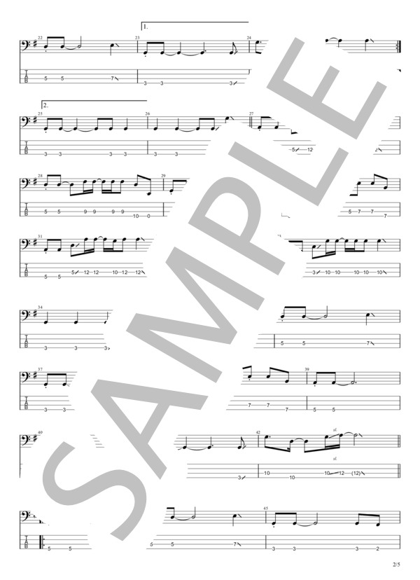 LAST DANCE (きのこ帝国) / エレキベース 初〜中級 - サンプル譜面 2/5