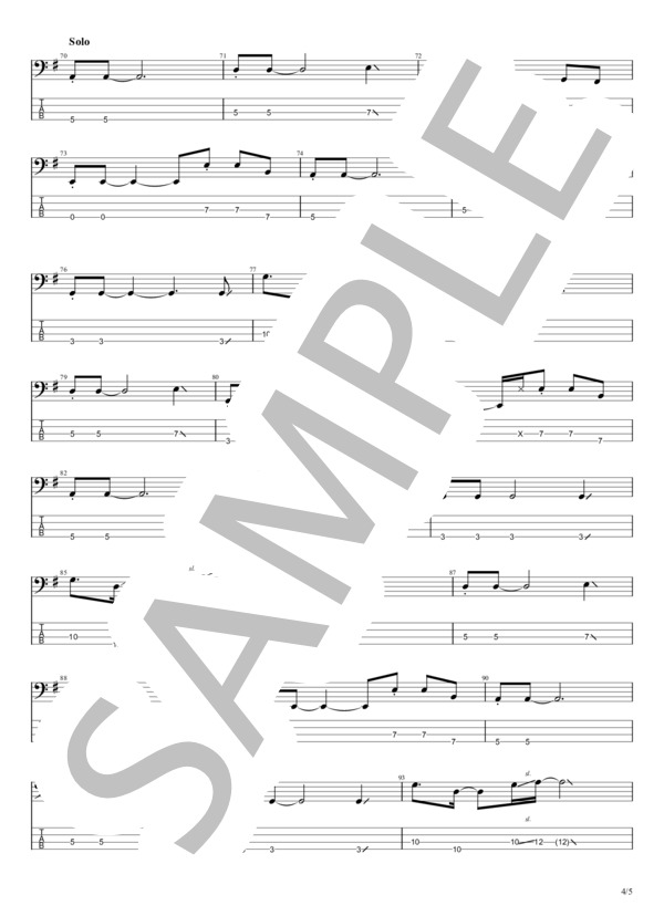 LAST DANCE (きのこ帝国) / エレキベース 初〜中級 - サンプル譜面 4/5