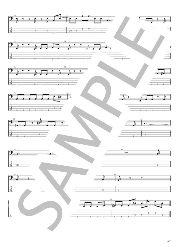 ラストショー (浜田 省吾) / エレキベース 初〜中級 - サンプル譜面 4/5