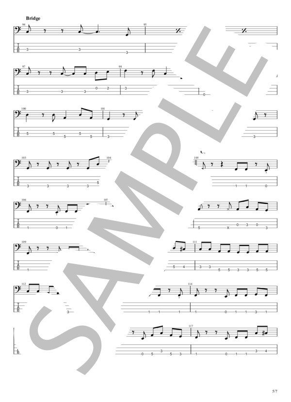 ラストショー (浜田 省吾) / エレキベース 初〜中級 - サンプル譜面 5/5