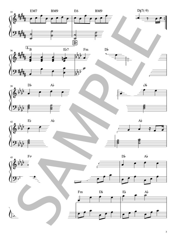 Lemon ソロピアノ初級 (米津 玄師) / ピアノソロ 初級 - サンプル譜面 3/4