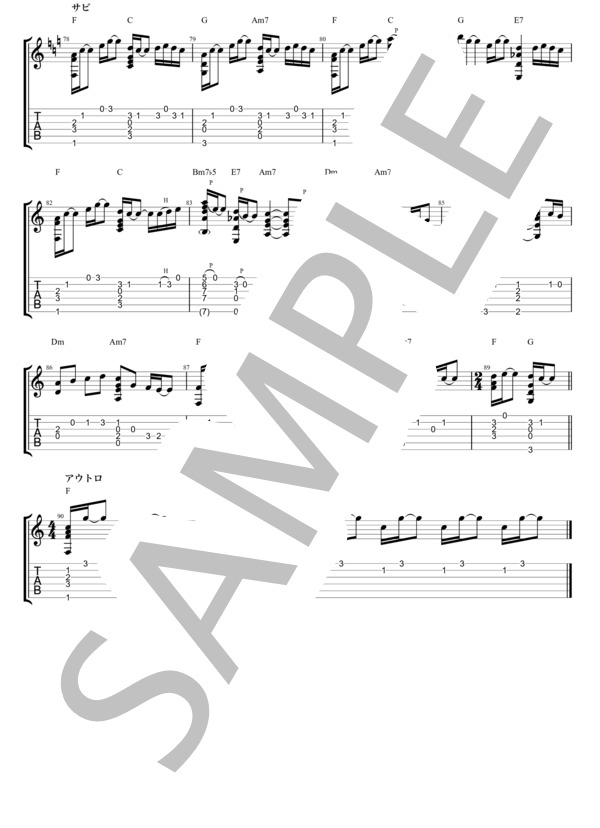 Lemonソロギター (米津 玄師) / ギターソロ 初級 - サンプル譜面 5/5