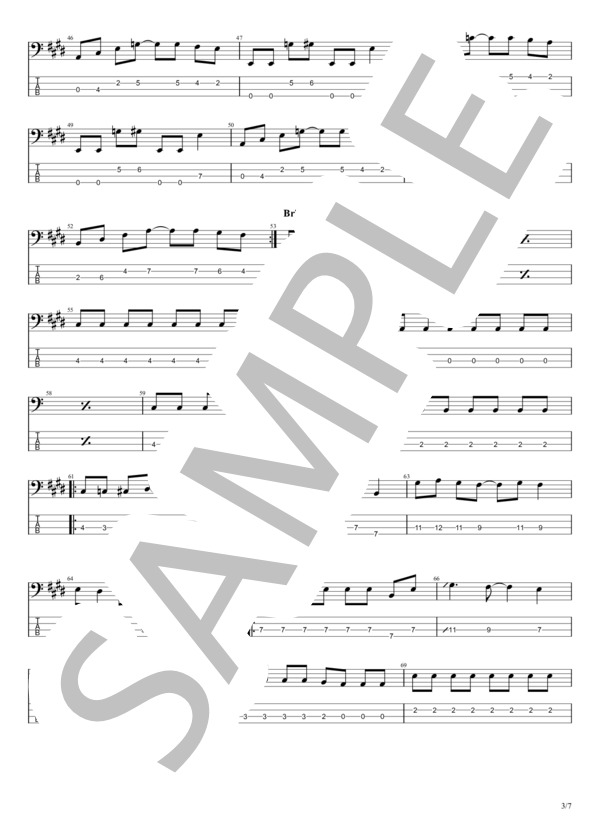 LET'S DO IT WITH THE MUSIC (ZIGGY) / エレキベース 初〜中級 - サンプル譜面 3/5