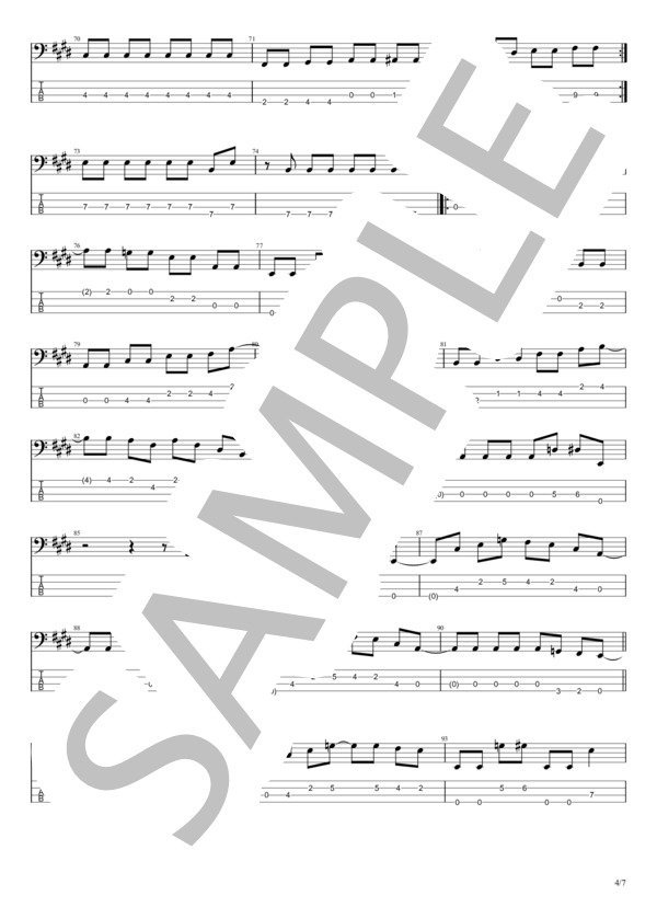 LET'S DO IT WITH THE MUSIC (ZIGGY) / エレキベース 初〜中級 - サンプル譜面 4/5