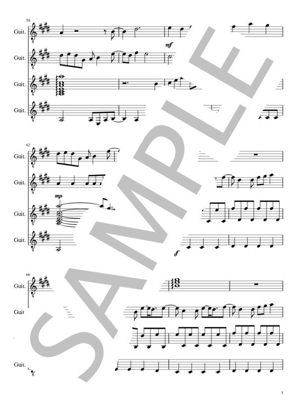 【ギターアンサンブル】Birthday (Mr.Children) / ギター重奏 中級 - サンプル譜面 5/5