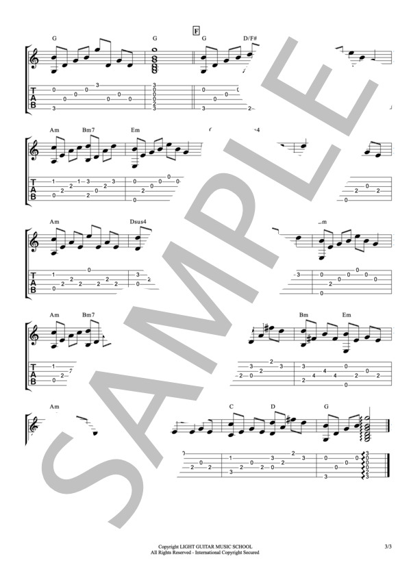 君のそばに / 長渕剛（弾き語りアレンジ） (長渕 剛) / ギター弾き語り 初級 - サンプル譜面 3/3