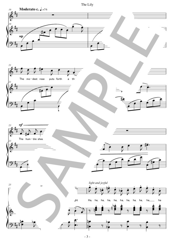The Lily ソプラノとピアノのための エリックコロン作曲 (Eric Colon) / アンサンブルピアノ＋歌 中級 - サンプル譜面 3/4