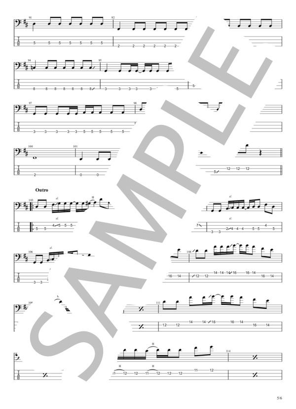 ライブハウスで会おうぜ (ハンブレッダーズ) / エレキベース 初〜中級 - サンプル譜面 5/5