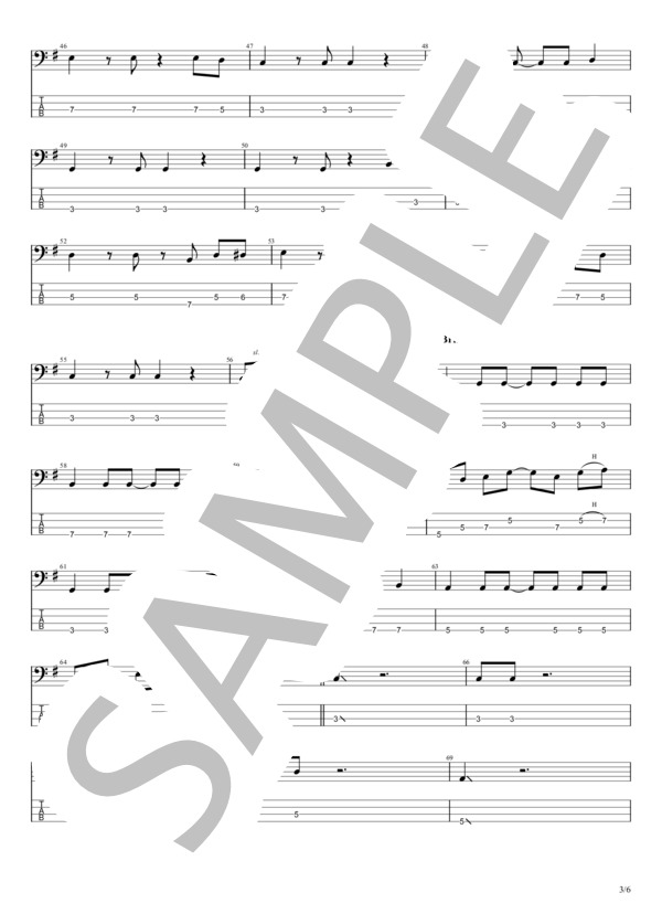 LONGER THAN FOREVER (BOOWY) / エレキベース 初級 - サンプル譜面 3/5
