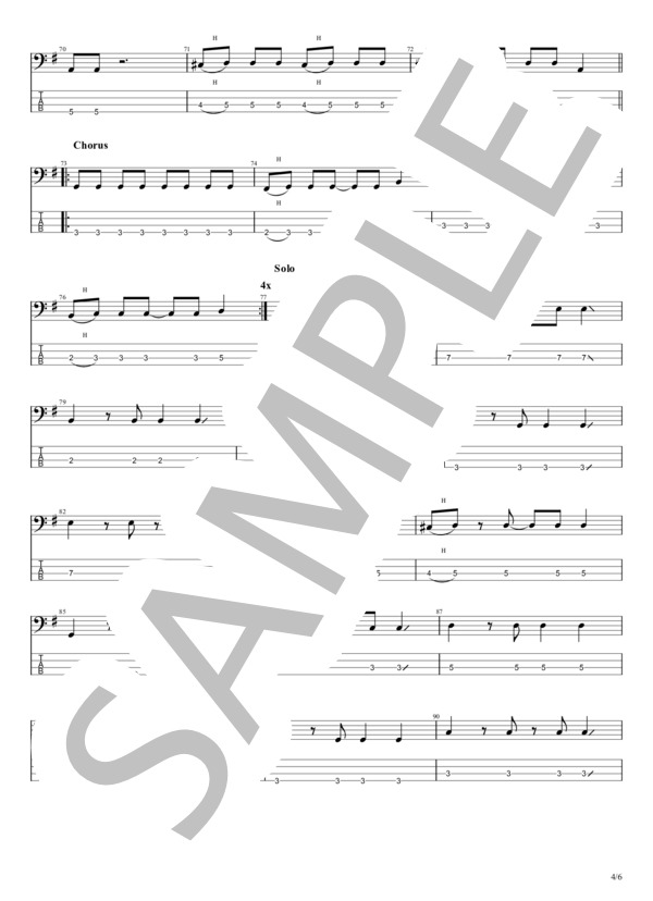 LONGER THAN FOREVER (BOOWY) / エレキベース 初級 - サンプル譜面 4/5