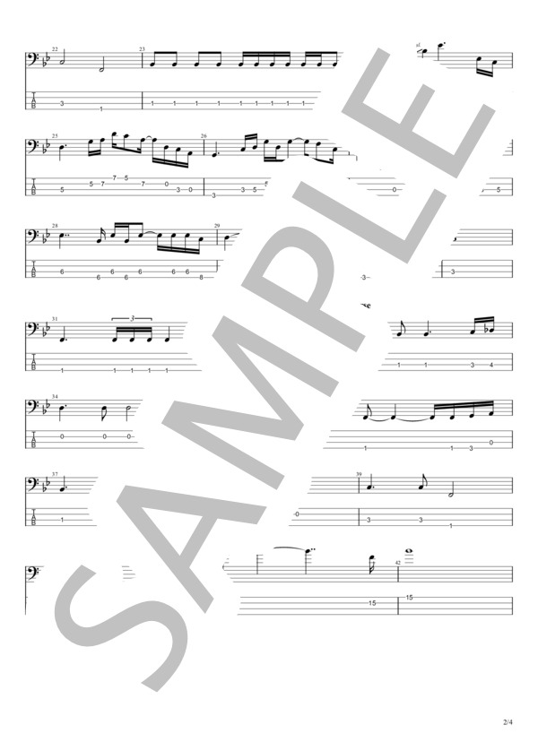 ラヴ・イズ・オーヴァー (欧陽菲菲) / エレキベース 中級 - サンプル譜面 2/4