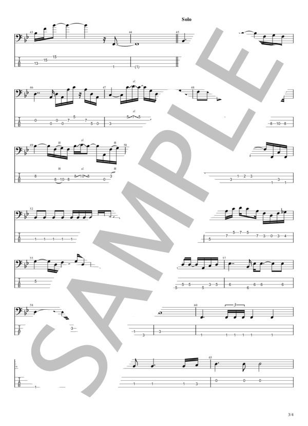 ラヴ・イズ・オーヴァー (欧陽菲菲) / エレキベース 中級 - サンプル譜面 3/4