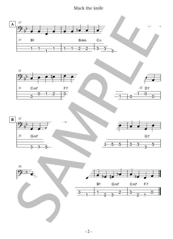 Mack the Knife テーマ&バッキング  ギターTAB (ジミー・スミス) / エレキギター 入門〜初級 - サンプル譜面 5/5