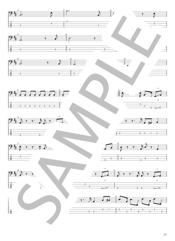 聖母たちのララバイ (岩崎 宏美) / エレキベース 初〜中級 - サンプル譜面 2/5