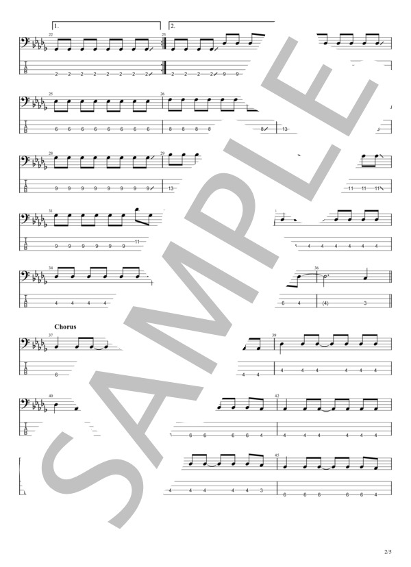 マフラー (羊文学) / エレキベース 初級 - サンプル譜面 2/5