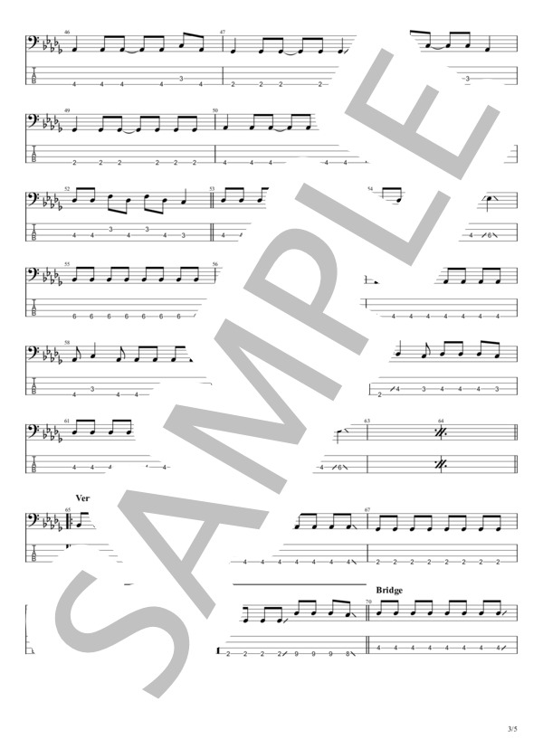 マフラー (羊文学) / エレキベース 初級 - サンプル譜面 3/5