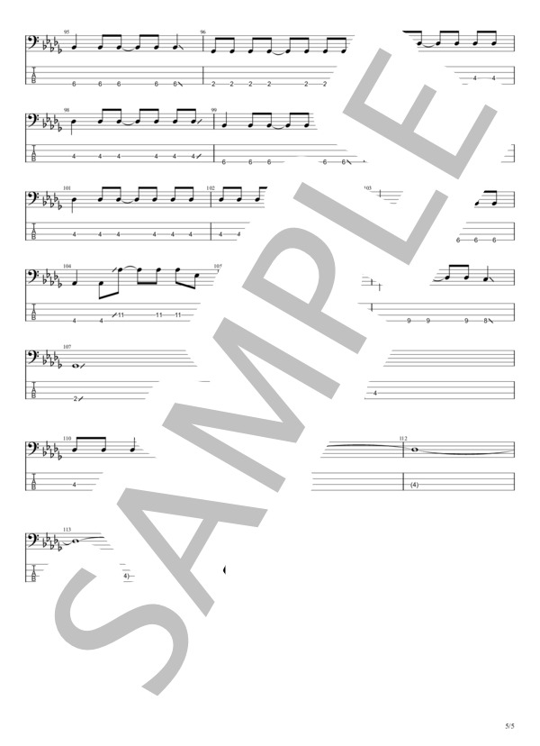 マフラー (羊文学) / エレキベース 初級 - サンプル譜面 5/5