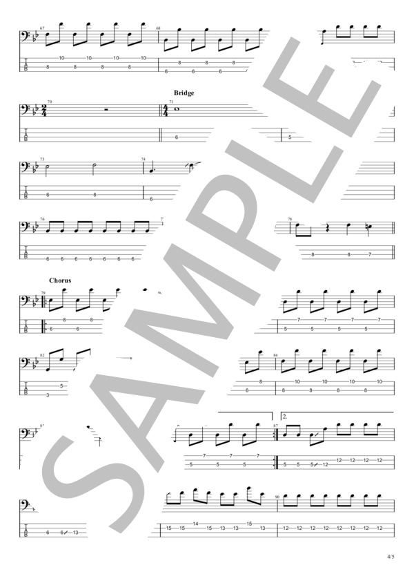 メイクキュート (MINT mate box) / エレキベース 初〜中級 - サンプル譜面 4/5