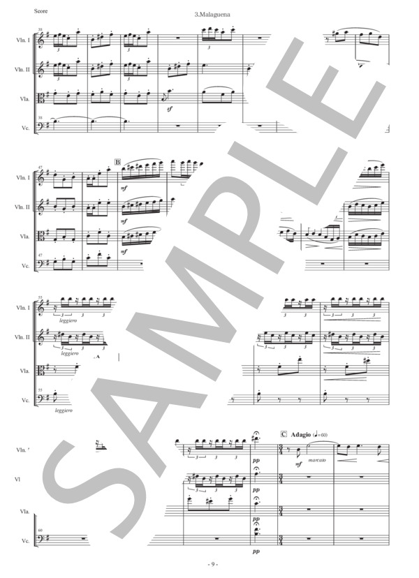 アルベニス「エスパーニャ〜マラゲーニャ」弦楽四重奏版 (イサーク・アルベニス) / 初〜中級 - サンプル譜面 2/5