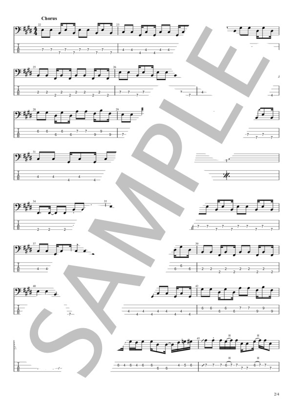 真夏の出来事 (平山 みき) / エレキベース 初〜中級 - サンプル譜面 2/4