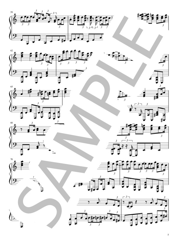 春ひさぎ (ヨルシカ) / ピアノソロ 上級 - サンプル譜面 5/5