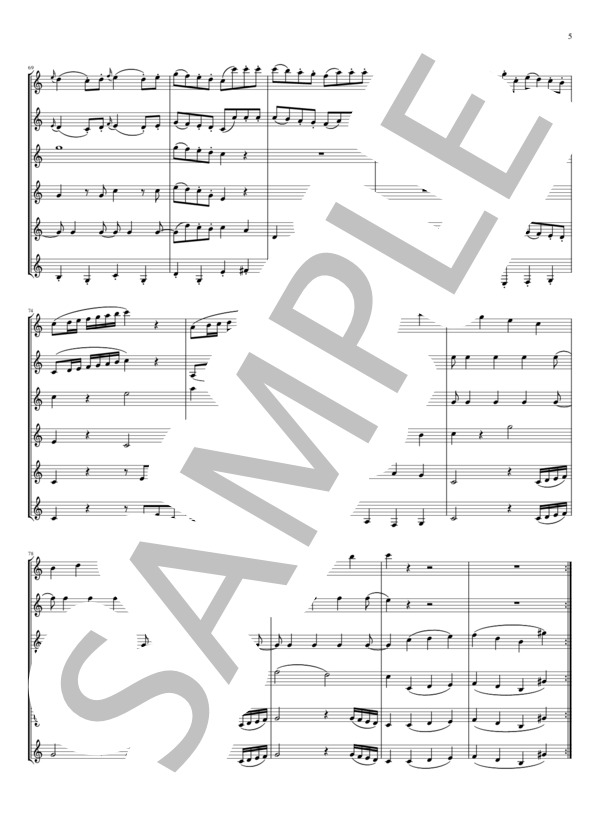 モーツァルト：交響曲第25番 第1楽章（クラリネットアンサンブル） (ヴォルフガング・アマデウス・モーツァルト) / 中級 - サンプル譜面 5/5