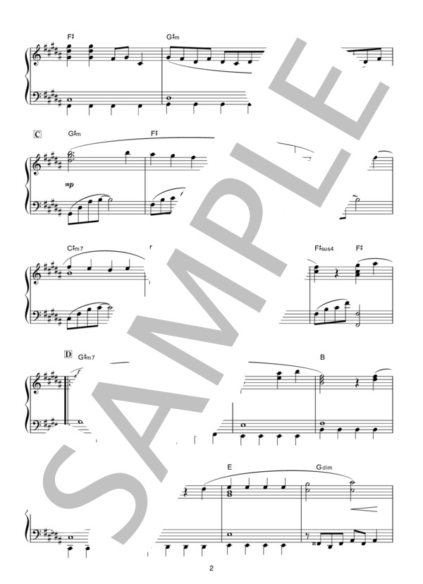 徒桜 (蓮花) / ピアノソロ 中級 - サンプル譜面 2/5