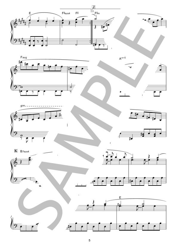 徒桜 (蓮花) / ピアノソロ 中級 - サンプル譜面 5/5