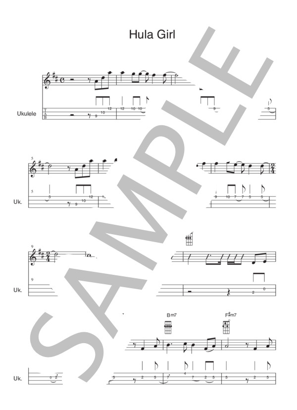 HULA GIRL (Jake Shimabukuro) / ウクレレソロ 初〜中級 - サンプル譜面 1/5