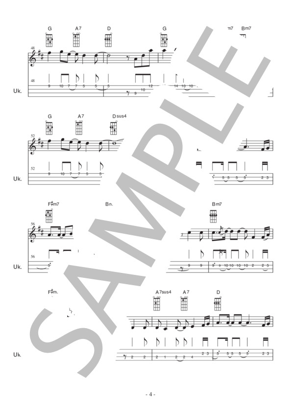 HULA GIRL (Jake Shimabukuro) / ウクレレソロ 初〜中級 - サンプル譜面 4/5