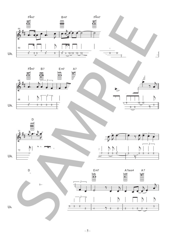 HULA GIRL (Jake Shimabukuro) / ウクレレソロ 初〜中級 - サンプル譜面 5/5