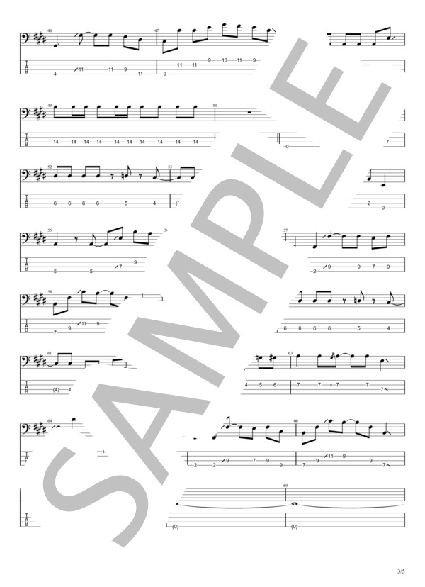 Wonder (Mega Shinnosuke) / エレキベース 初〜中級 - サンプル譜面 3/5