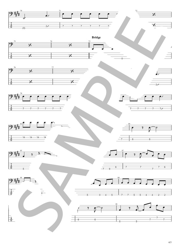 Wonder (Mega Shinnosuke) / エレキベース 初〜中級 - サンプル譜面 4/5