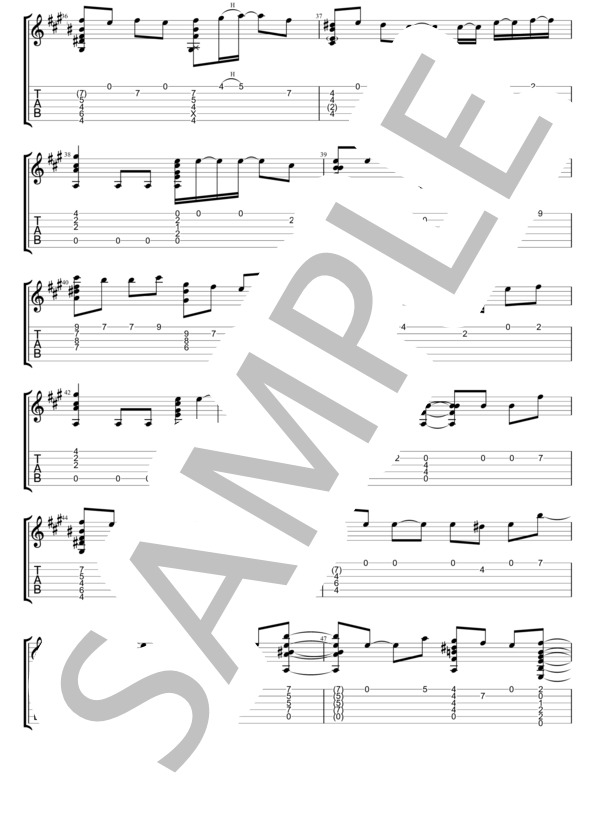 Mela!ソロギター (緑黄色社会) / ギターソロ 中級 - サンプル譜面 4/5