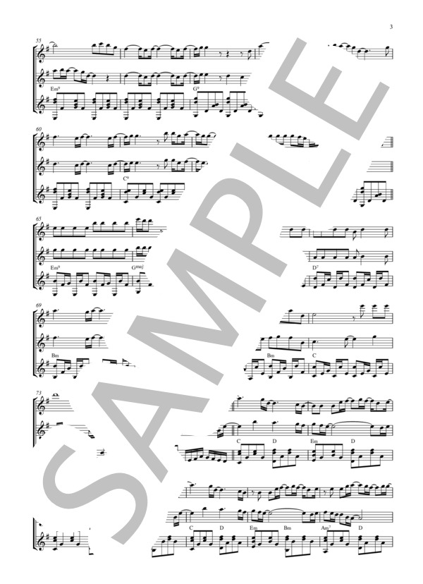 粉雪 (レミオロメン) / ギター重奏 初〜中級 - サンプル譜面 3/5