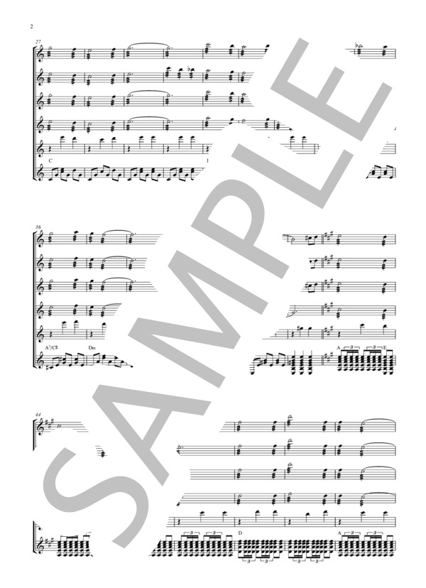 アルハンブラ宮殿の想い出 (フランシスコ・タレガ) / ギター重奏 初〜中級 - サンプル譜面 2/5