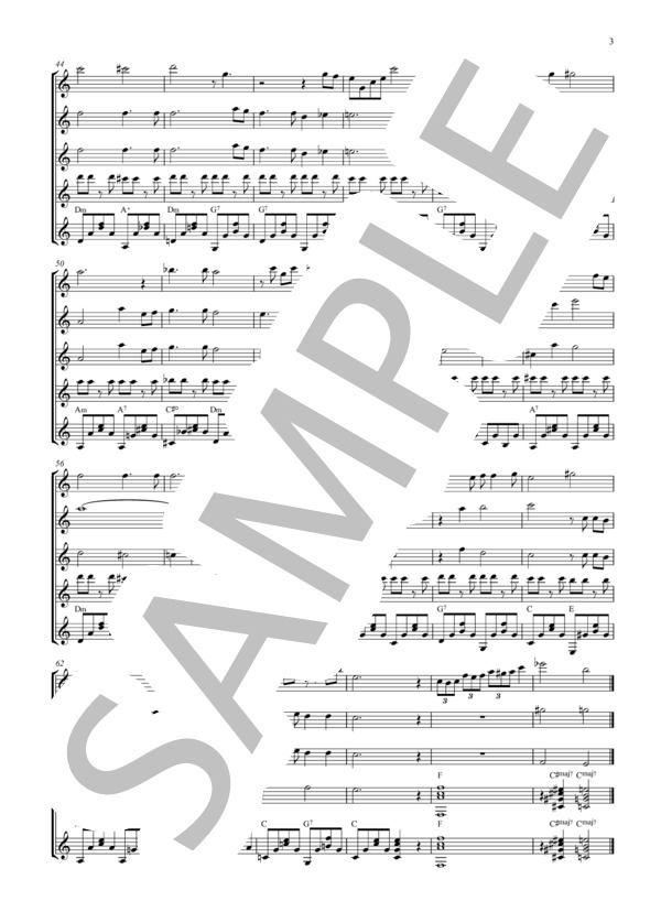 見上げてごらん夜の星を (坂本 九) / ギター重奏 初〜中級 - サンプル譜面 3/5