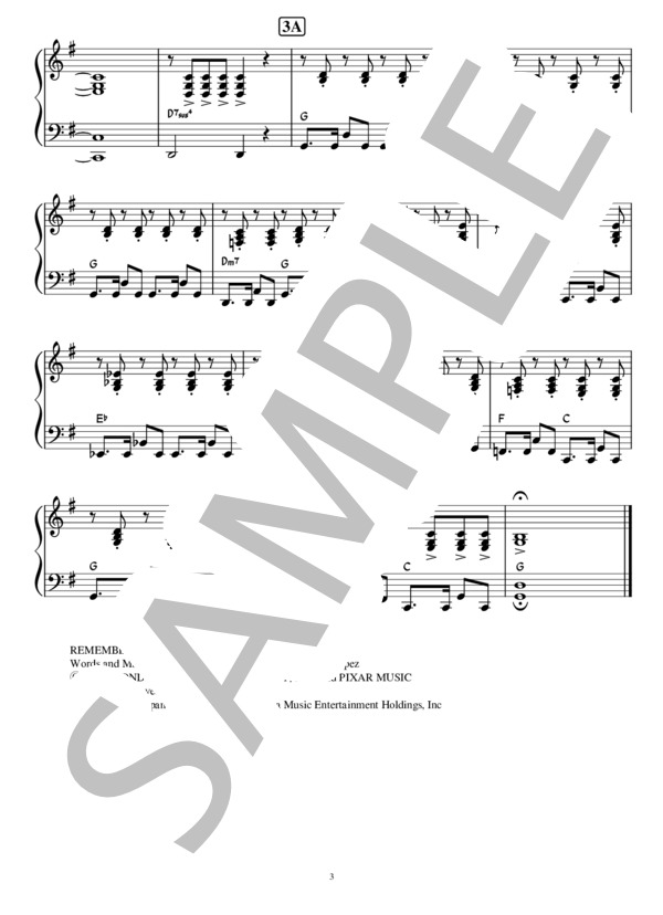 Remember me / 映画『リメンバー・ミー』主題歌（ピアノ連弾用楽譜） (シシド・カフカ FEAT. 東京スカパラダイスオーケストラ) / 初〜中級 - サンプル譜面 5/5