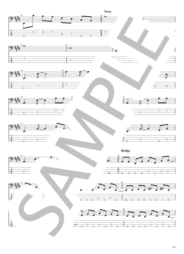 南風 (レミオロメン) / エレキベース 中級 - サンプル譜面 3/5