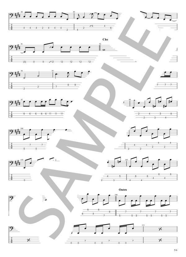 南風 (レミオロメン) / エレキベース 中級 - サンプル譜面 5/5