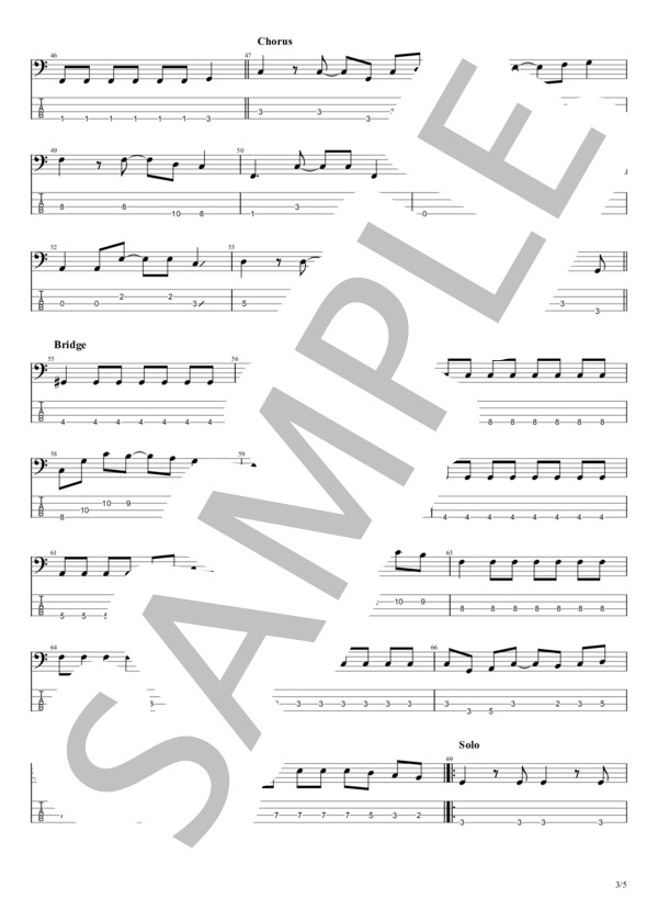 未来はみないで (THE YELLOW MONKEY) / エレキベース 初級 - サンプル譜面 3/5