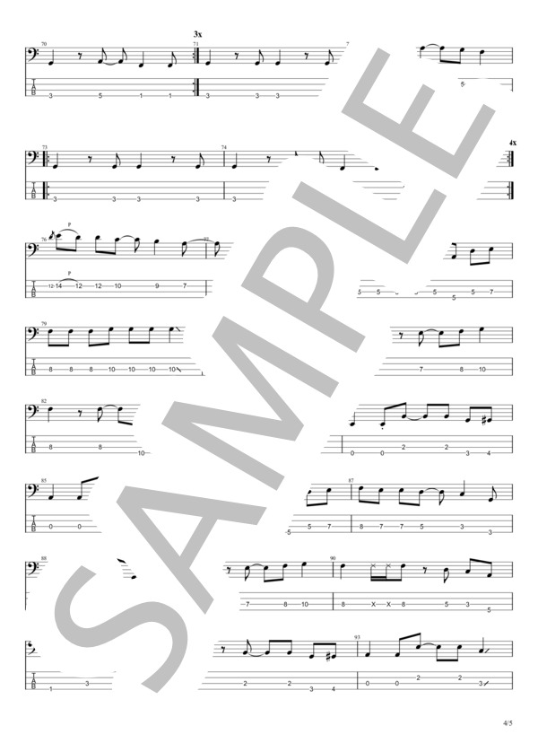 未来はみないで (THE YELLOW MONKEY) / エレキベース 初級 - サンプル譜面 4/5