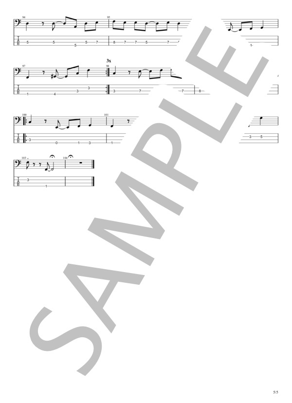 未来はみないで (THE YELLOW MONKEY) / エレキベース 初級 - サンプル譜面 5/5