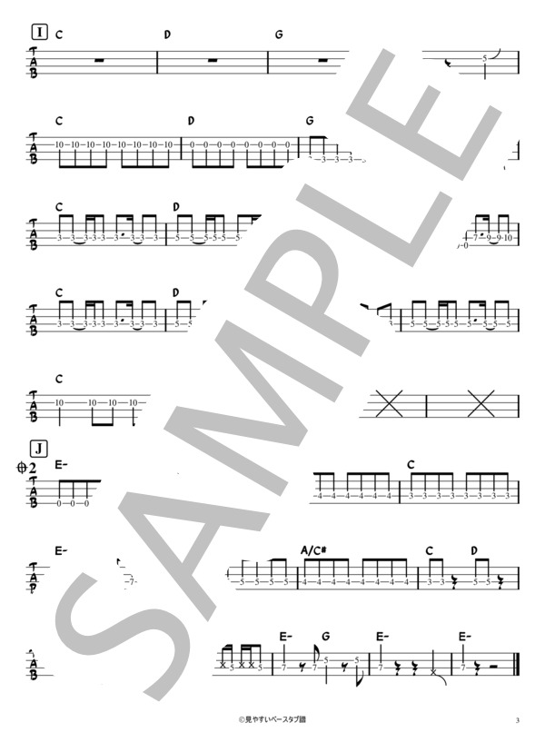 PARTY PARTY (TOTALFAT) / エレキベース 初級 - サンプル譜面 3/3